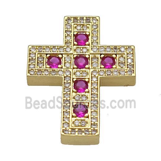 Copper Cross Pendant Micro Pave Zirconia Gold Plated