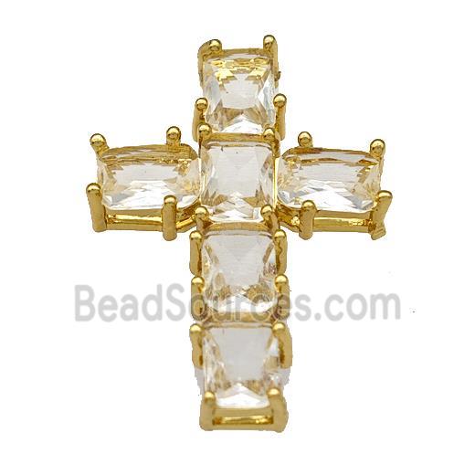 Copper Cross Pendant Micro Pave Crystal Gold Plated