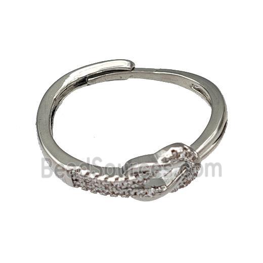 Copper Rings Micro Pave Zirconia Adjustable Platinum Plated