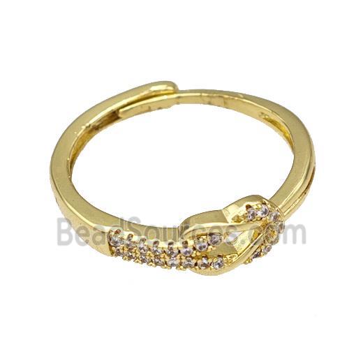 Copper Rings Micro Pave Zirconia Adjustable Gold Plated