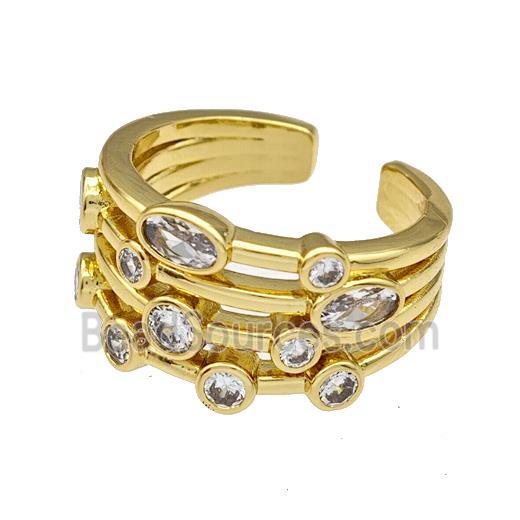 Copper Rings Micro Pave Zirconia Gold Plated