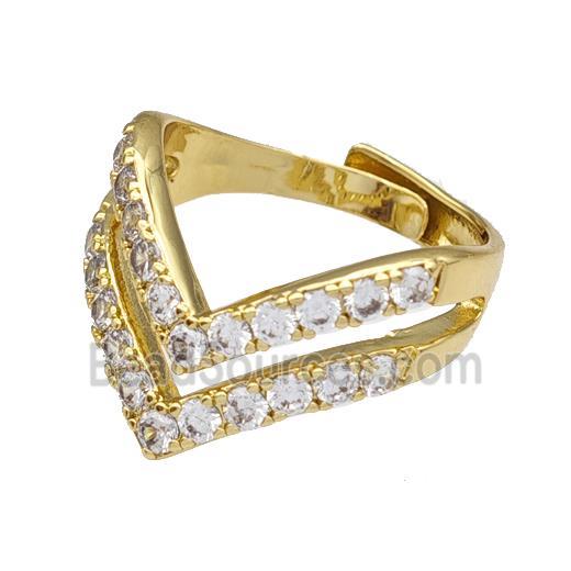 Copper Rings Micro Pave Zirconia Adjustable Gold Plated