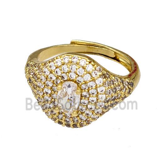 Copper Rings Micro Pave Zirconia Adjustable Gold Plated