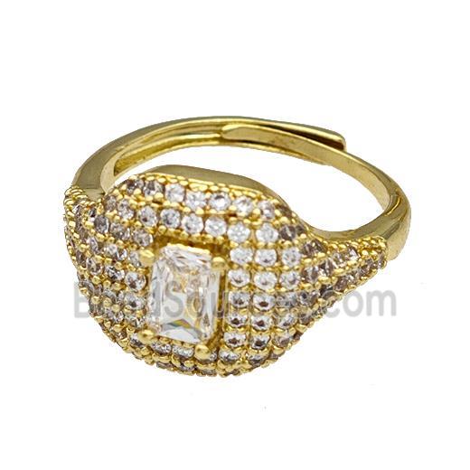 Copper Rings Micro Pave Zirconia Adjustable Gold Plated