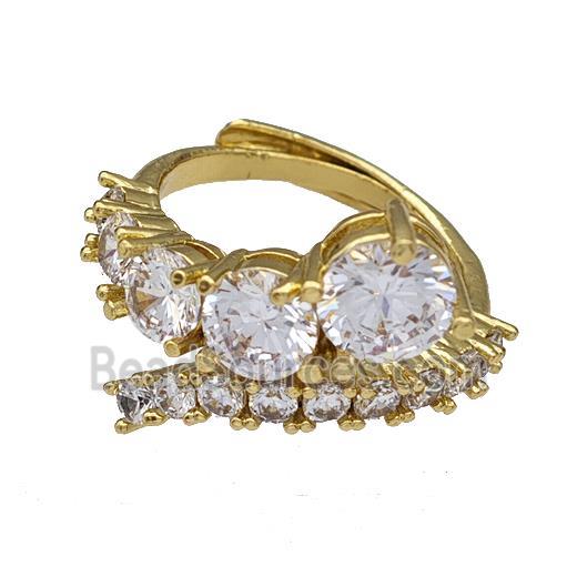 Copper Rings Micro Pave Zirconia Adjustable Gold Plated