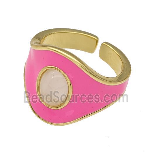 Copper Rings Hotpink Enamel Gold Plated