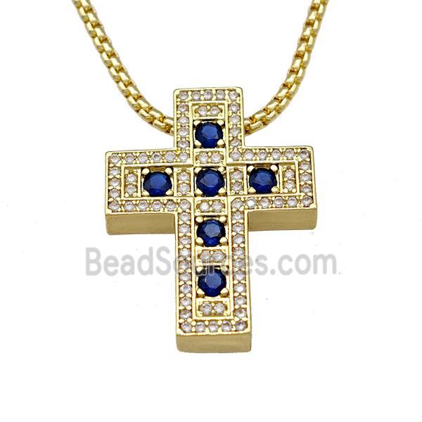 Copper Cross Necklace Micro Pave Zirconia Gold Plated