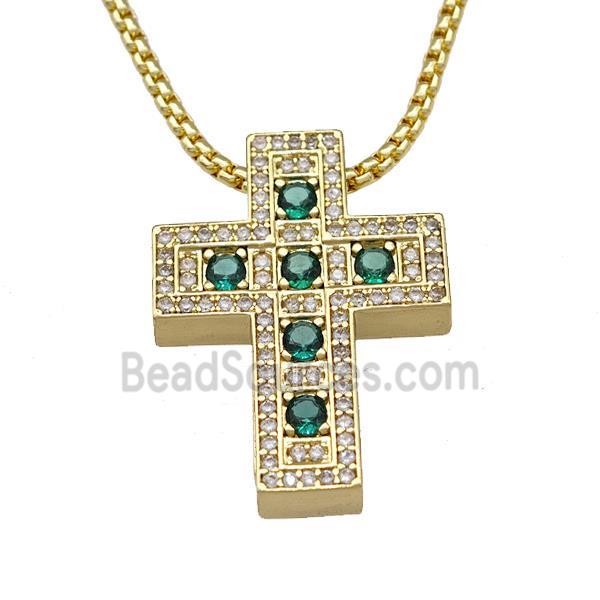 Copper Cross Necklace Micro Pave Zirconia Gold Plated