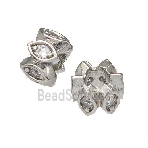 Copper Rondelle Beads Micro Pave Zirconia Platinum Plated