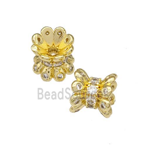 Copper Beadcaps Micro Pave Zirconia Gold Plated