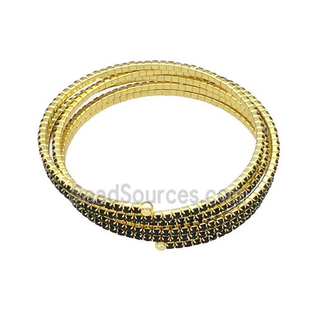 Copper Bangles Pave DarkGreen Zircon Gold Plated