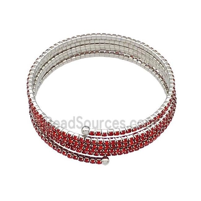 Copper Bangles Pave Red Zircon Platinum Plated