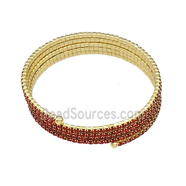 Copper Bangles Pave Red Zircon Gold Plated