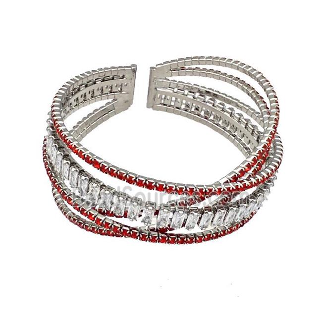 Copper Bangles Pave Red Zircon Platinum Plated