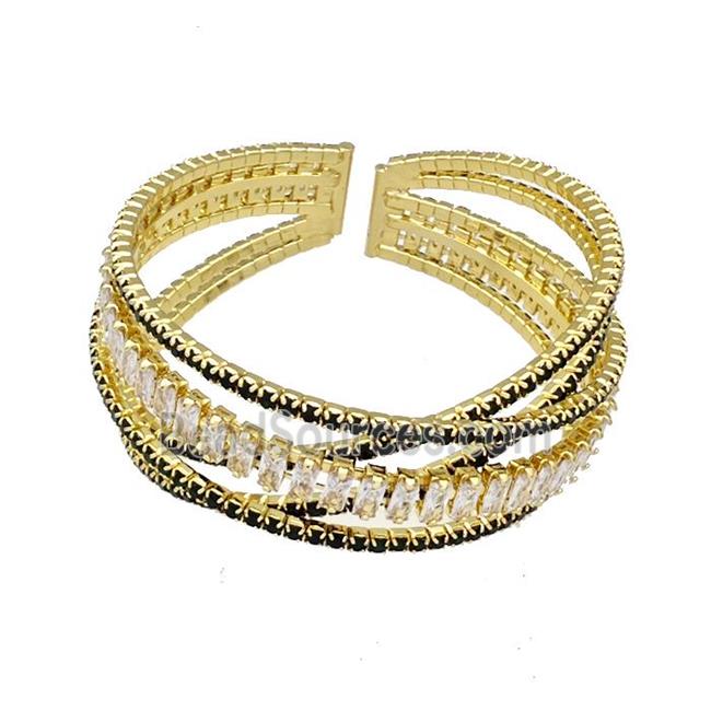 Copper Bangles Pave Black Zircon Gold Plated