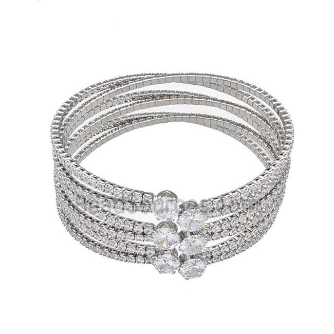 Copper Bangles Micro Pave White Zirconia Platinum Plated