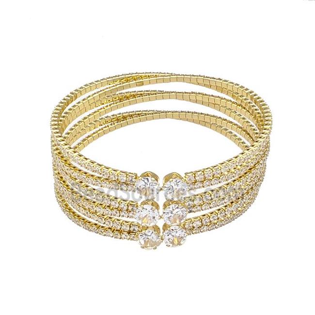 Copper Bangles Micro Pave Zirconia Gold Plated