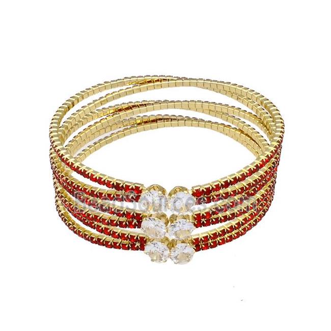 Copper Bangles Pave Red Zircon Gold Plated