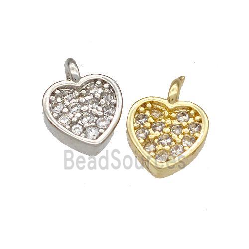 Copper Heart Pendant Micropave Zirconia Mixed