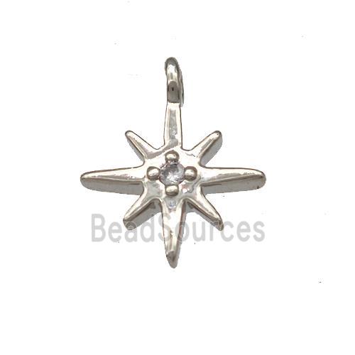 Copper Northstar Pendant Pave Zircon Platinum Plated