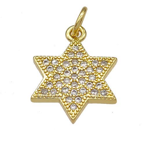 Copper Star Pendant Micropave Zirconia Gold Plated