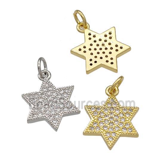 Copper Star Pendant Micropave Zirconia Mixed