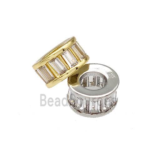 Copper Heishi Beads Spacer Pave Zircon Large Hole Mixed