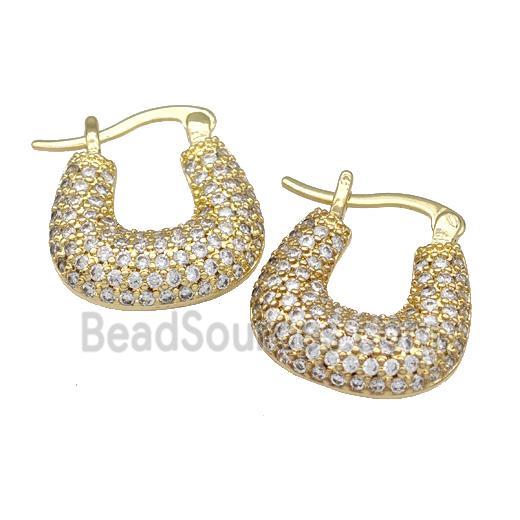 Copper Latchback Earrings Pave Zirconia Gold Plated