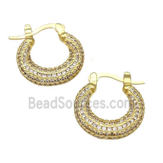 Copper Latchback Earrings Pave Zircon Gold Plated