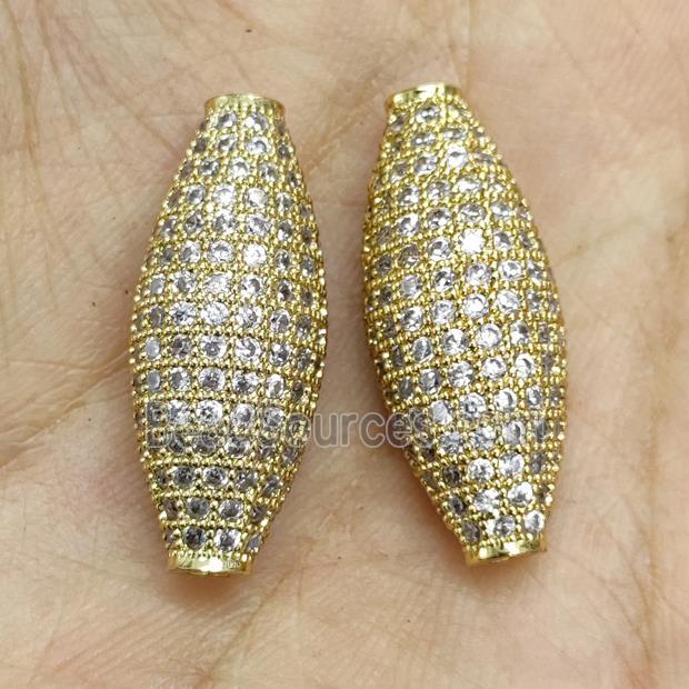 Copper Rice Beads Micro Pave Zirconia Gold Plated