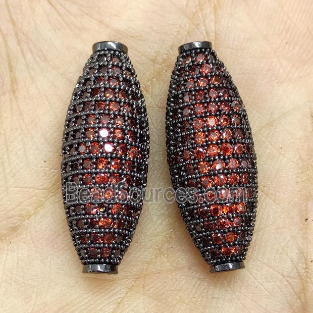 Copper Rice Beads Micro Pave Orange Zirconia Black Plated