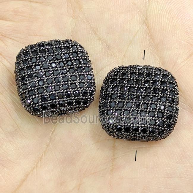 Copper Square Beads Micro Pave Zirconia Black Plated