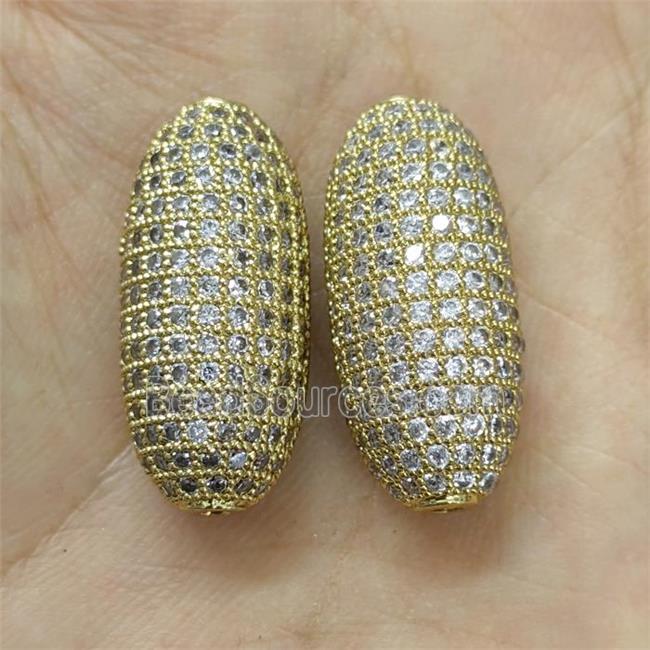 Copper Rice Beads Micro Pave Zirconia Gold Plated