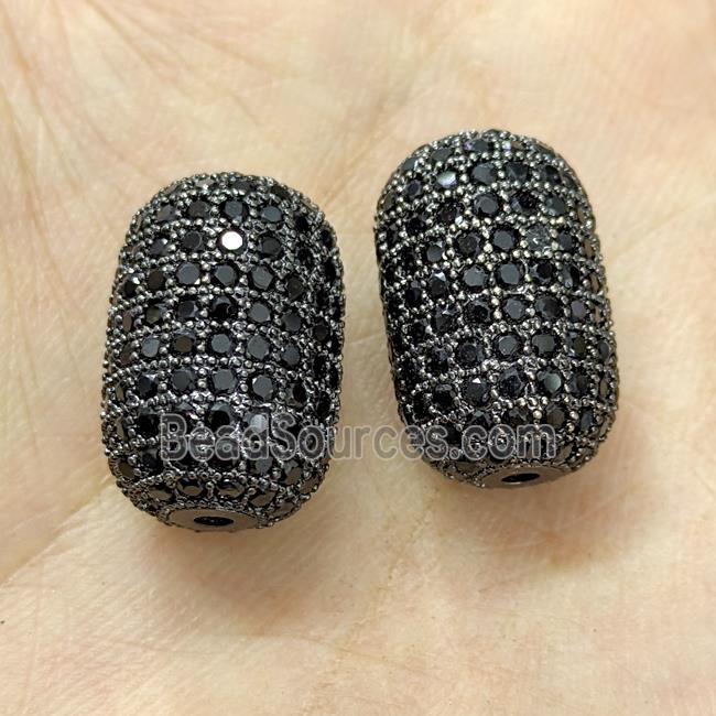 Copper Barrel Beads Micro Pave Zirconia Black Plated