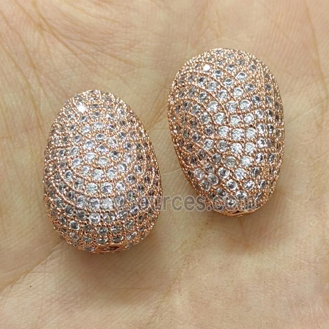 Copper Teardrop Beads Micro Pave Zirconia Rose Gold