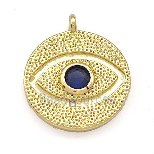 Copper Eye Pendant Pave Zircon Gold Plated