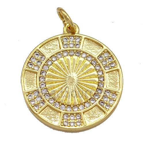 Copper Circle Pendant Micro Pave Zirconia Gold Plated