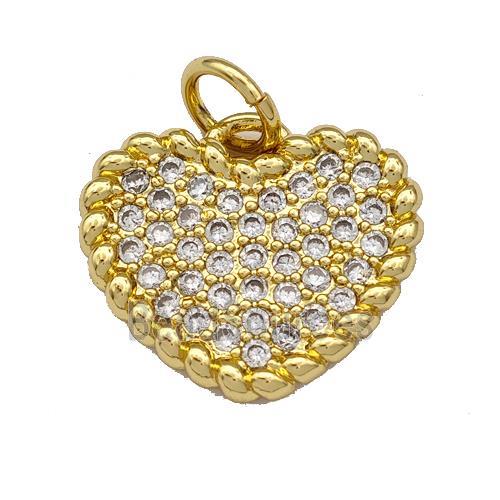 Copper Heart Pendant Micro Pave Zirconia Gold Plated