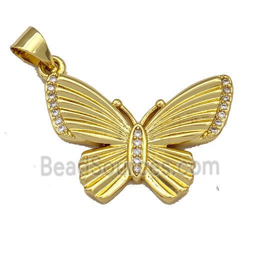 Copper Butterfly Pendant Micro Pave Zirconia Gold Plated