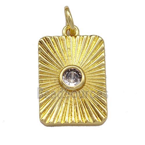 Copper Rectangle Pendant Micro Pave Zirconia Sun Gold Plated