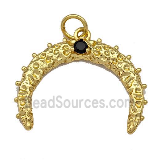 Copper Crescent Pendant Pave Zirconia Gold Plated