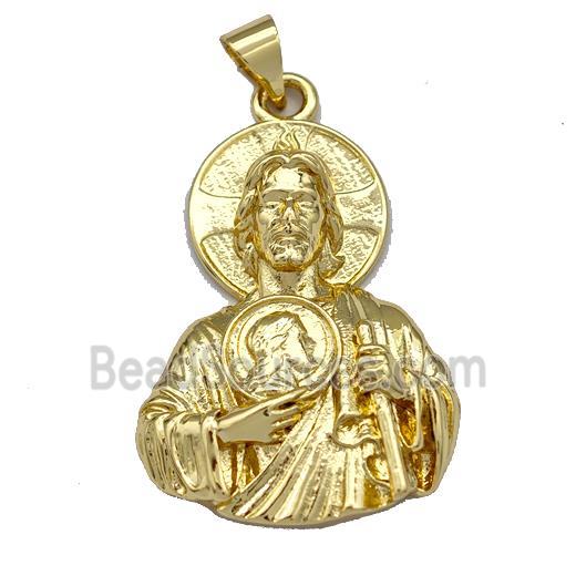 Jesus Charms Copper Pendant Gold Plated