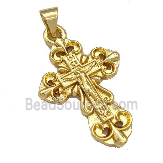 Jesus Charms Copper Cross Pendant Gold Plated