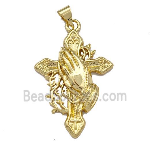 Copper Cross Pendant Prayer Gold Plated