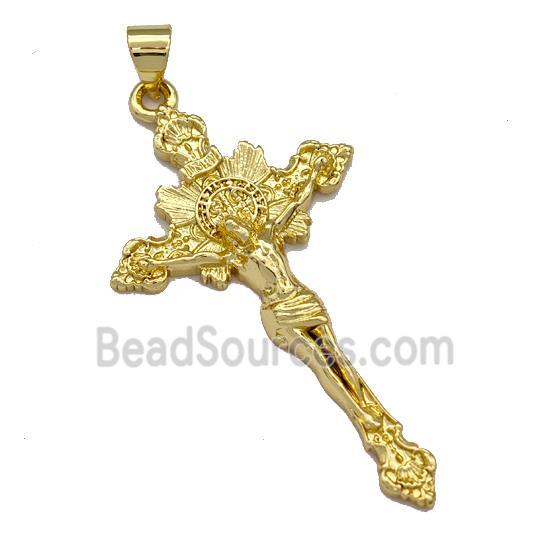 Copper Crucifix Cross Pendant Jesus Gold Plated