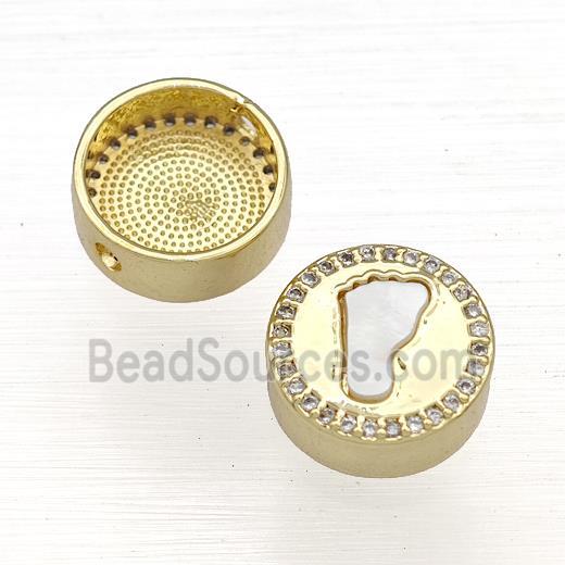 Copper Button Beads Pave Shell Zircon Foot 18K Gold Plated