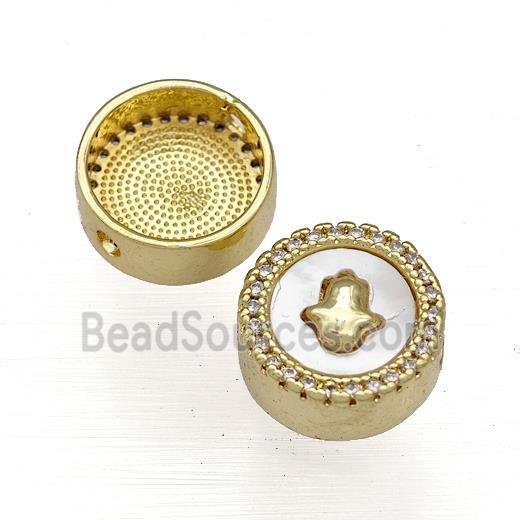 Copper Button Beads Pave Shell Zircon Hand 18K Gold Plated