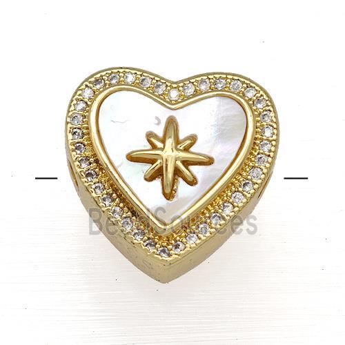 Copper Heart Beads Pave Shell Zircon Star 18K Gold Plated