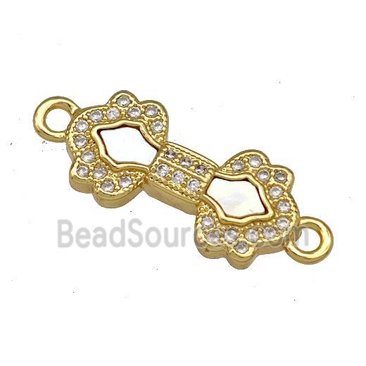 Copper Connector Pave Shell Zircon 18K Gold Plated