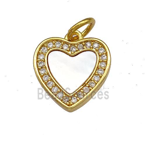 Copper Heart Pendant Pave Shell Zirconia 18K Gold pLated